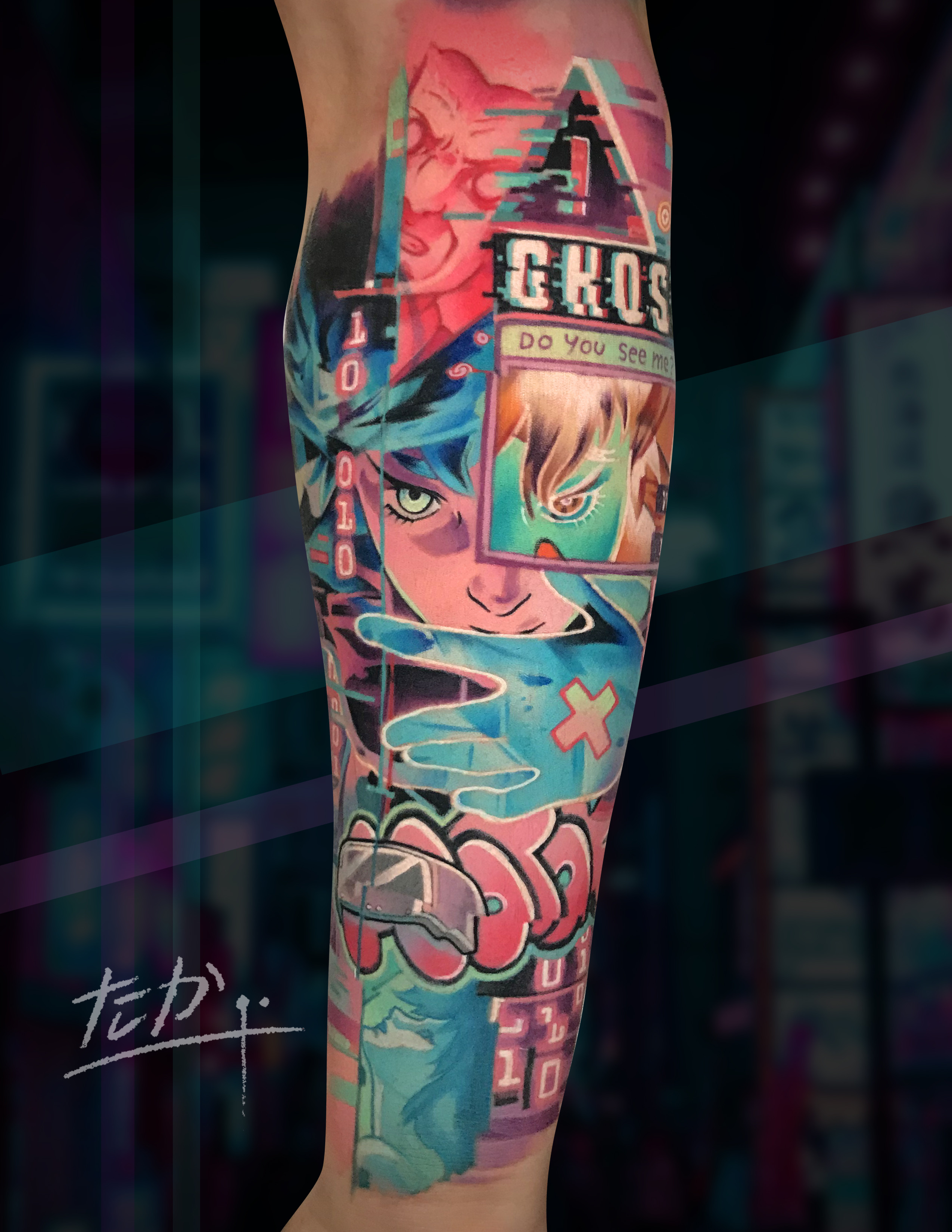 Camilo — Motoko Kusanagi Ghost in the Shell tatuaje, CAOS Art Tattoo Santiago