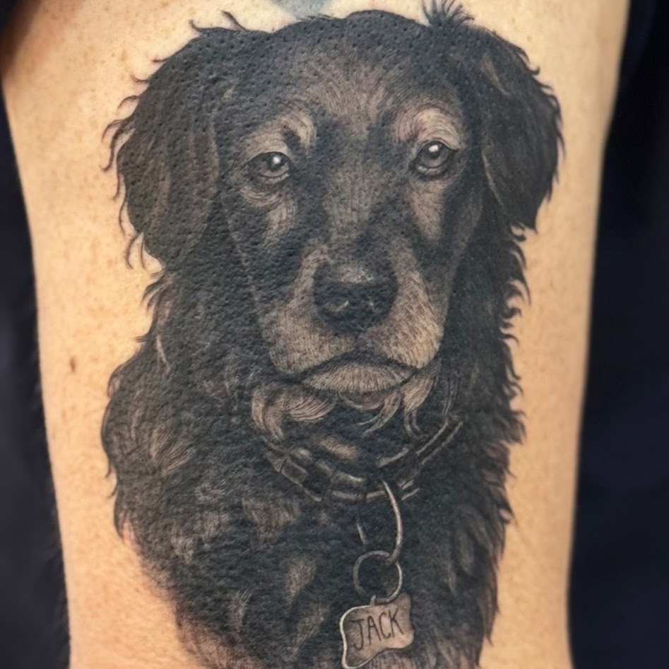Full color realist sleeve tattoo by Caos Art Tattoo