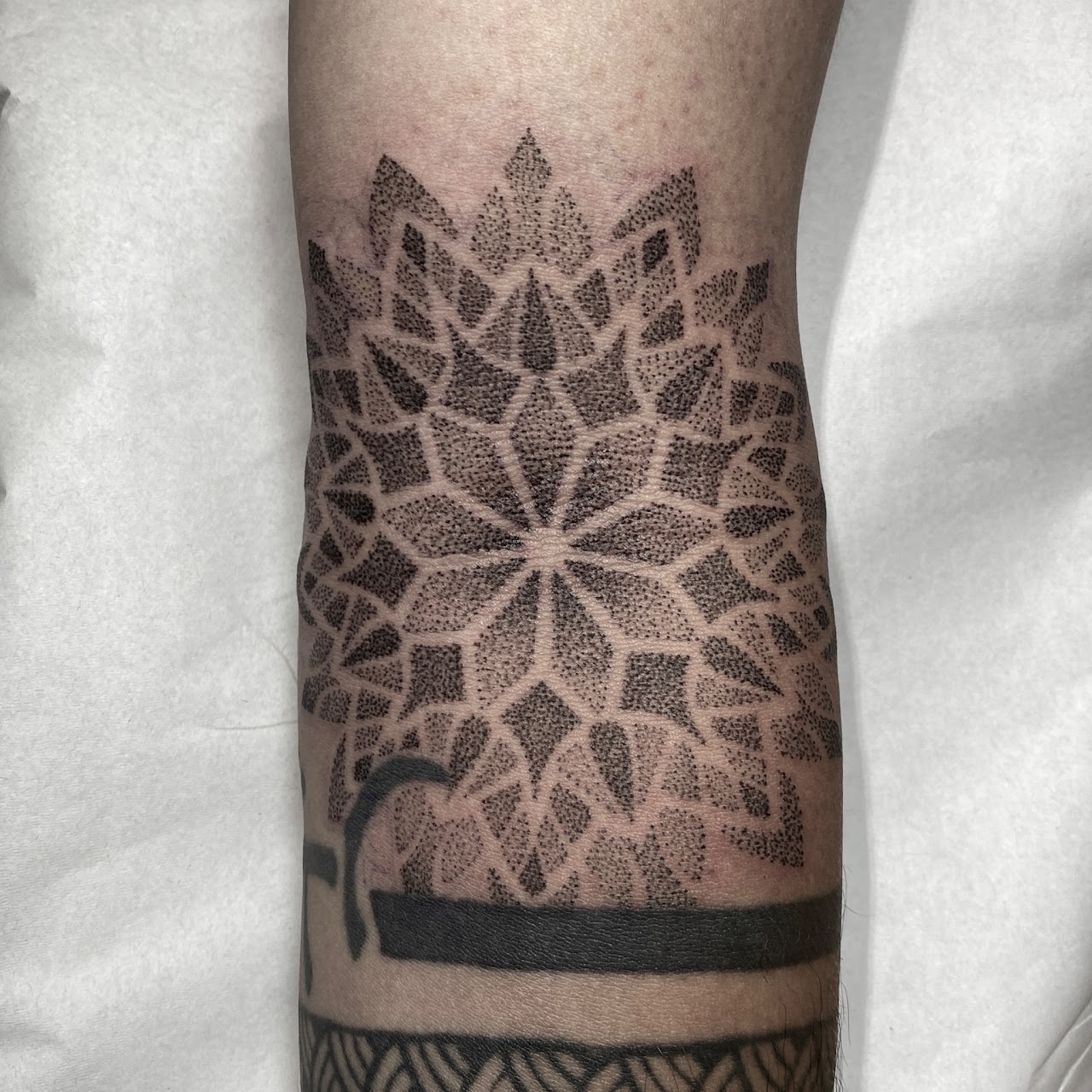 Ricardo — Dotwork ornamental, CAOS Art Tattoo Santiago