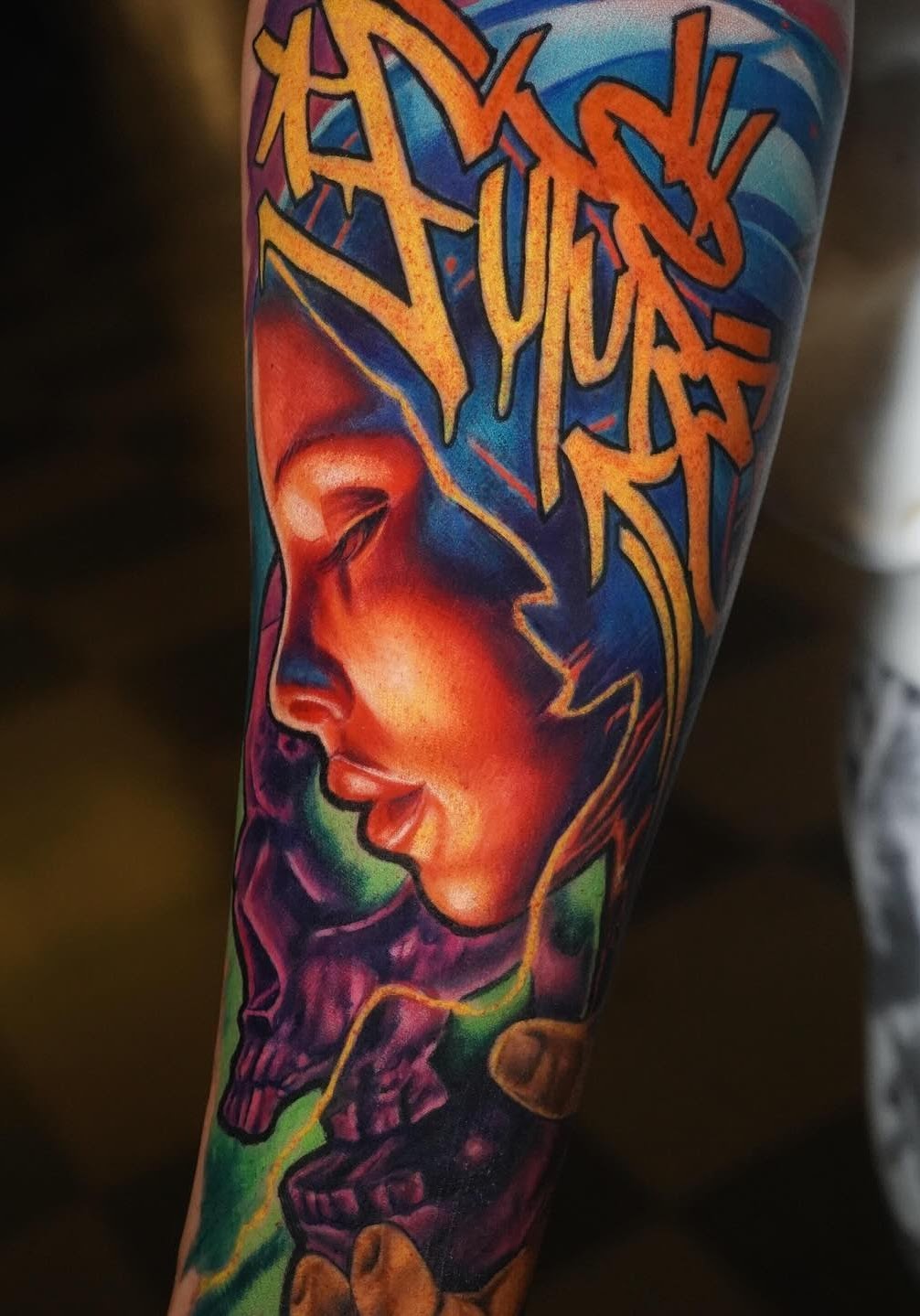 Rubén — Vandalized Cuts detail, CAOS Art Tattoo Santiago